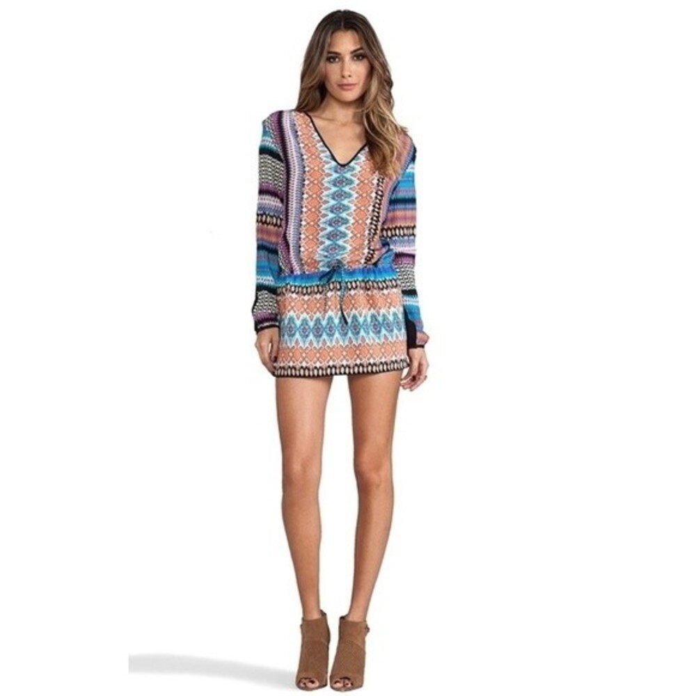Tolani Jessica Silk Tribal Print Dress in Zig Zag